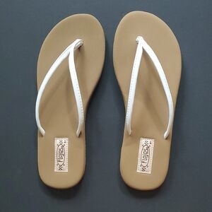 Flojos Tan Sandals with White Straps